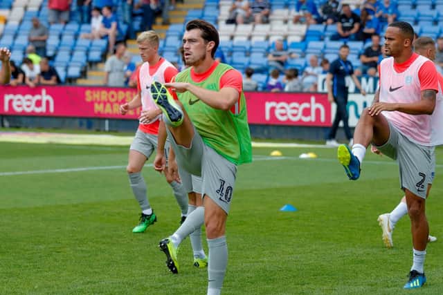 Portsmouth forward John Marquis (10) warming up
