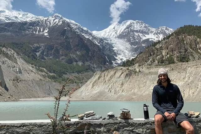 Pompey defender Christian Burgess at Gangapurna Lake in Nepal during the close season. Picture: @burgey44 on Instagram