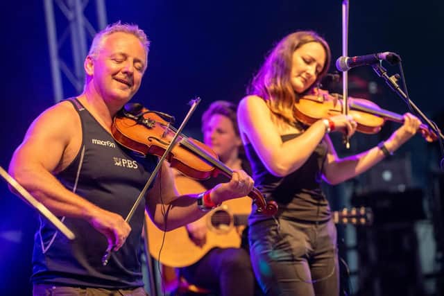 Wickham Festival 2019 on Sunday at Blind Lane in Wickham - Blazin Fiddles perform of The Village Stage. Picture: Vernon Nash (040819-023)