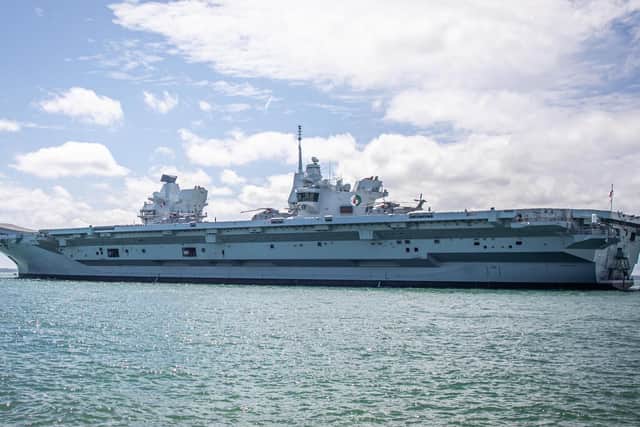 HMS Queen Elizabeth leaving Portsmouth.