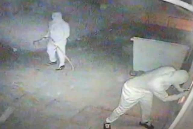 Criminals wearing white overalls with their faces masked doused a cash machine in petrol at the Welcome store in Cuckoo Lane in Stubbington at around 1.40am on September 9 before failing to blow it out of the wall. They then attacked it with a crowbar for 15 minutes but failed to get away with the machine.