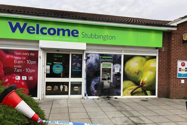 A Welcome store was closed in Cuckoo Lane, Stubbington, on Monday, September 9 after damage was done its cash machine overnight. Picture: Richard Lemmer