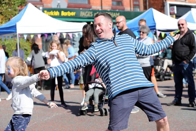 Dancing to the band. Taste of Wickham Festival, in the Square, Wickham. Picture by Chris Moorhouse (080919-26)