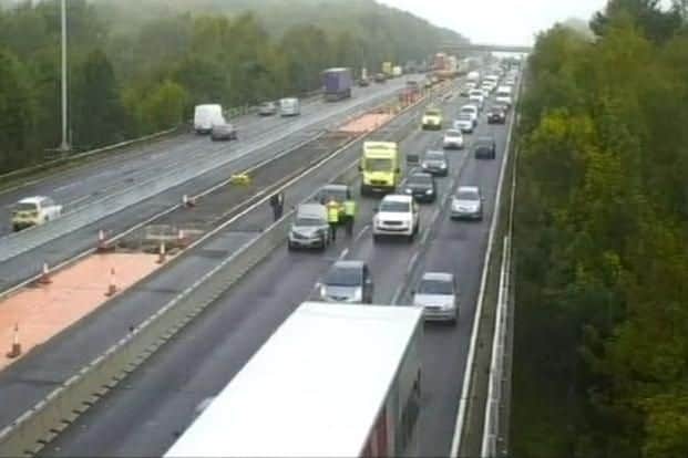 The incident initially closed two lanes of the M27. Picture: Highways England/ROMANSE