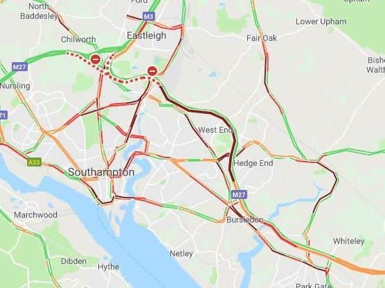 Traffic levels at 4.30pm. Picture: Google Maps