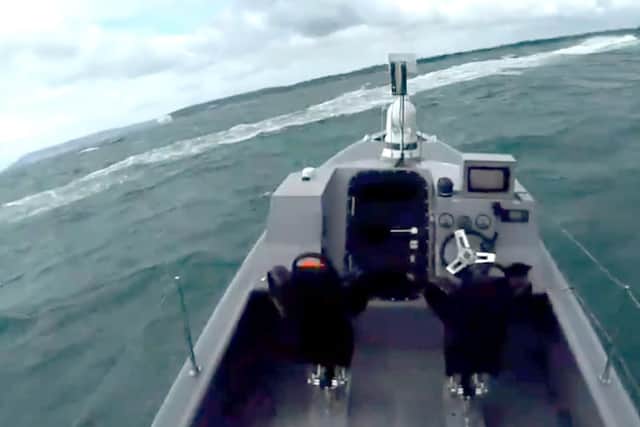 New autonomous vessel system MAST-13 being put through its paces in Portsmouth Harbour. Picture: MoD