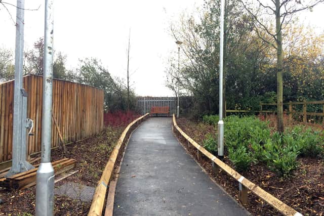 Path alongside Cineworld in Whiteley accessing Meadowside pictured when the row began.