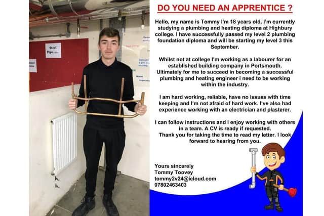 Tommy Toovey and his CV