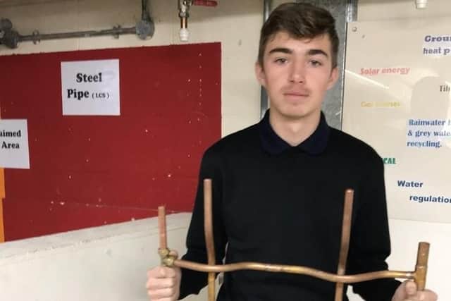 Tommy Toovey, a Highbury College student from Buckland who is on the hunt for an apprenticeship in plumbing and heating.