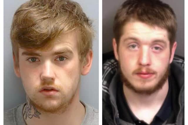 Marc Masterton, left, and Scott Gaffney have been jailed following a spree of car crimes in Surrey. Picture: Surrey police