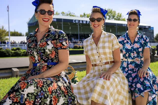 Actors in period clothing pictured at Goodwood Revival 2019