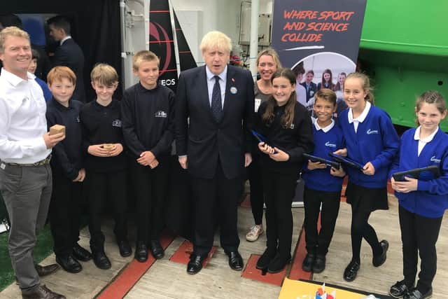 Pictured are pupils from Gomer Junior School and Bay House School, in Gosport, meeting the prime minister during a maritime careers event at the London International Shipping Week.