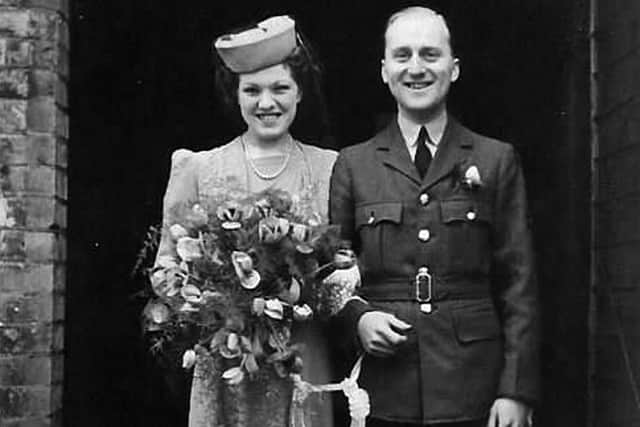 Barbara and Maurice Harman on their wedding day.
