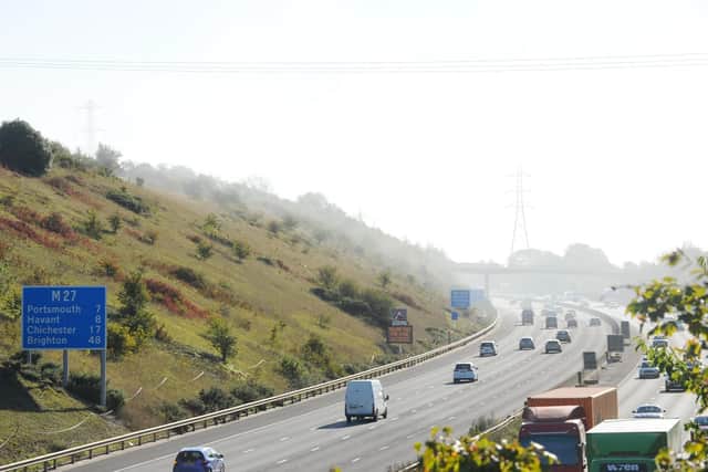 Smoke from the fire caused poor visibility on parts of the M27
Picture: Sarah Standing (170919-7631)