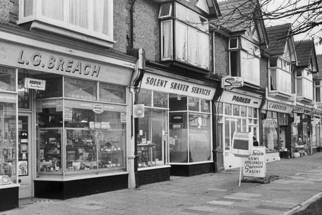 Shops on Copnor Road in December 1973.