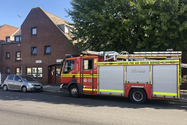 Investigators from Hampshire Fire and Rescue pictured outside Hale Court, in Fratton Road, Fratton, following a fatal blaze at a ground floor flat on Wednesday morning which claimed the life of a man in his 70s.