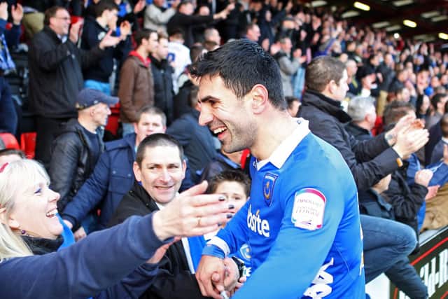 Booked in the 27th minute, he retired after leaving Pompey in July 2013 after failing to agree a new contract with the club.