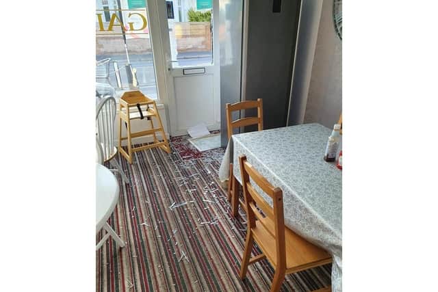 Damage to Gail's Cafe in Brockhurst Road, Gosport, which was broken into on Wednesday, September 18