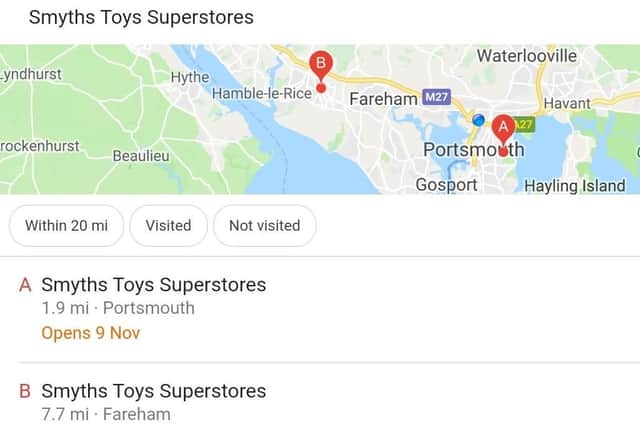 A Google search has revealed the opening date for the new Smyths store. Picture: Google