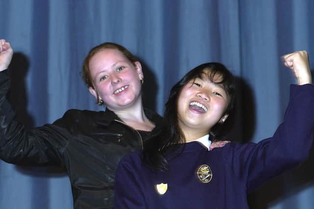 St Luke's students Emma Hobbs and Siriwan Harper receive awards during the school's prize-giving at the Guildhall.