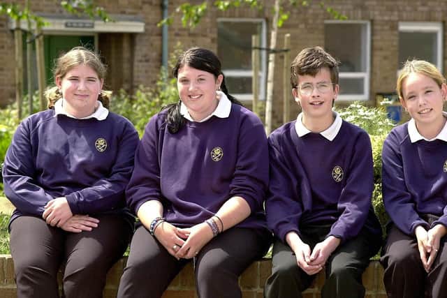St Luke's School students in 2001 (l-r) Sarah Guy-Hawthorne,  Gemma White,  Lee Nolan,  Donna Haskedd