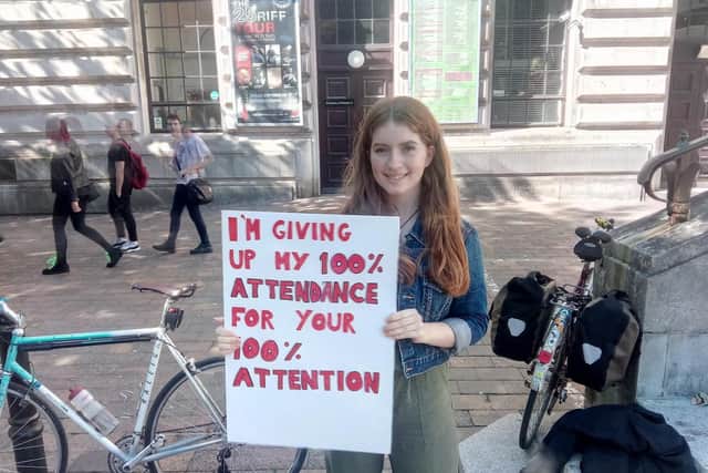 Abigail Hartt, 17, relinquished her 100 per cent attendance record to go to the rally.