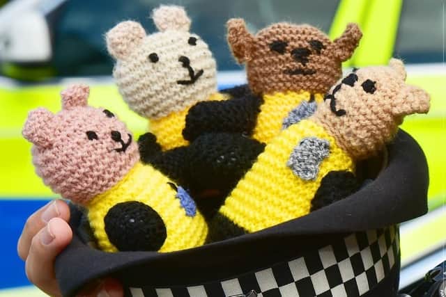 Some of the knitted 'Bobby Buddies' being handed out by Hampshire Police. Picture: Hampshire Police