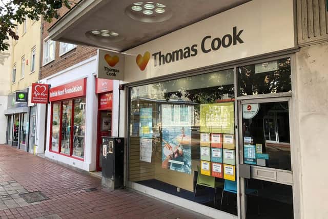 Thomas Cook in Palmerston Road, Southsea, Portsmouth, on September 23 as the company went bust leaving 9,000 UK employees without a job. The CAA is carrying out a huge repatriation operation to bring holidaymakers home. Picture: Richard Lemmer