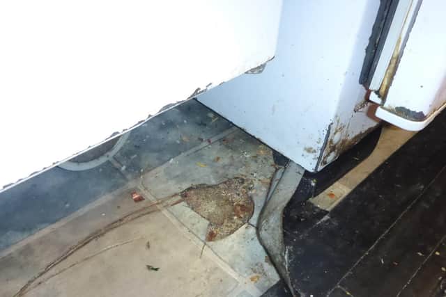 Photo shows the kitchen floor. Panda Chinese in The Square, Wickham, was inspected by Winchester City Council which found filthy conditions. Its owner and operator were prosecuted at Portsmouth Magistrates' Court. Picture: Winchester City Council