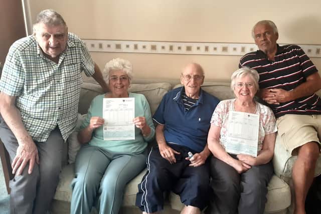 John Dewing and his wife Barbara Dewing, 92 and 86; Michael Hatch and his wife Ellen Hatch, 80 and 78, with their son-in-law 64-year-old Trevor Hallett. Picture: Portsmouth City Council