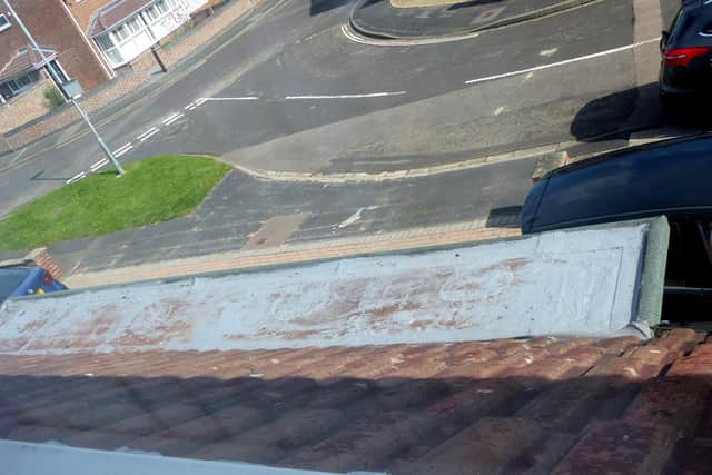 Paint poured onto a 'redone' roof. Photographs show the work carried out by John Goodwin at pensioners' homes in Portsmouth. Pictures: Portsmouth City Council