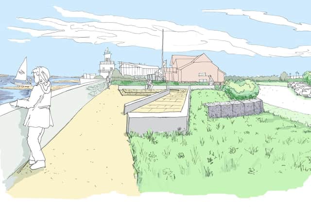 Sketches of what the sea defences off the Eastern Road in Portsmouth could look like north of the sailing club. Picture: Portsmouth City Council