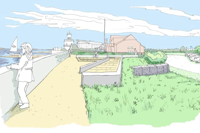 Sketches of what the sea defences off the Eastern Road in Portsmouth could look like north of the sailing club. Picture: Portsmouth City Council