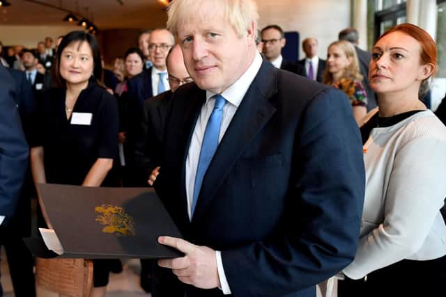 Prime Minister Boris Johnson addressing US business leaders at Hudson Yards in New York after judges at the Supreme Court in London ruled that his advice to the Queen to suspend Parliament for five weeks was unlawful. Picture: Stefan Rousseau/PA Wire