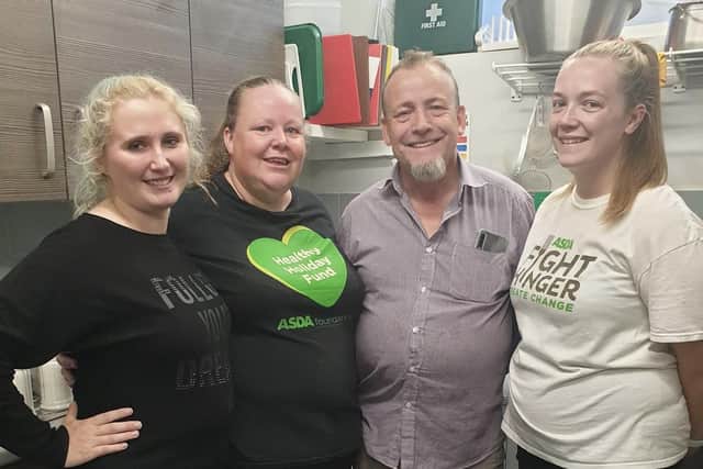 Miss Beauty Hampshire Rachael Pickard, Gosport Asda community champion Rachel Webber, Mike Morrell from The LifeHouse, and Portsmouth Asda community champion Danielle Dean