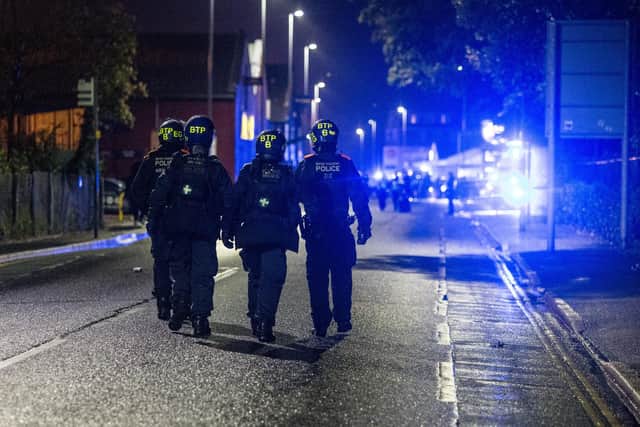 24/9/19
Pompey vs Saints at Fratton Park.
Pictured : Police presence on Goldsmith Avenue, Portsmouth
Picture : Habibur Rahman