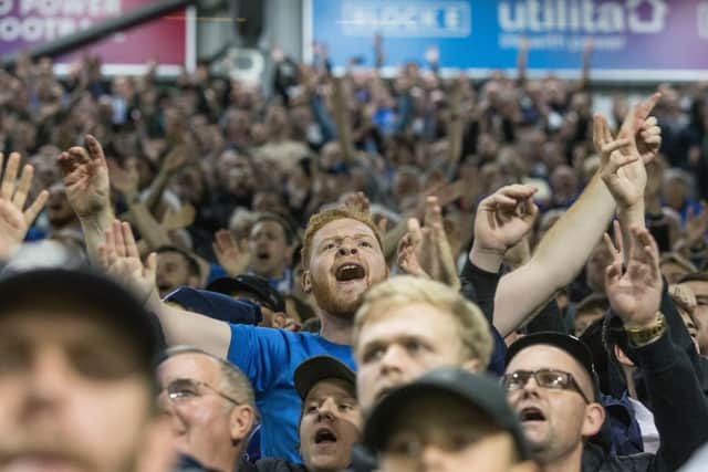 Pompey fans in fine voice during the derby at Fratton Park