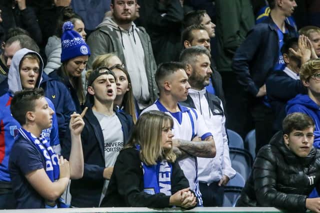 Pompey fans in fine voice during the derby at Fratton Park