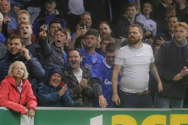 Pompey fans during the derby at Fratton Park