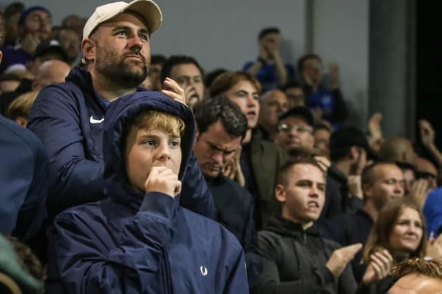 Pompey fans in fine voice during the derby at Fratton Park