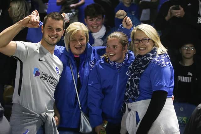 Pompey fans at Fratton Park last night