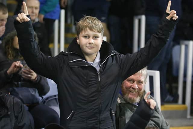 Pompey fans at Fratton Park last night