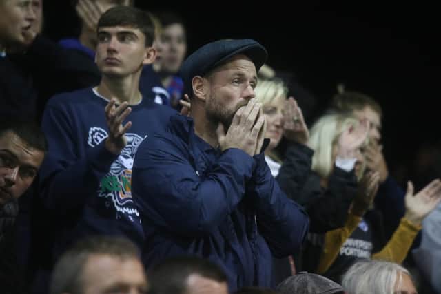 Pompey fans during the derby at Fratton Park