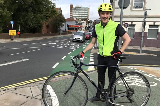 Cllr Matthew Winnington on one of the altered junctions