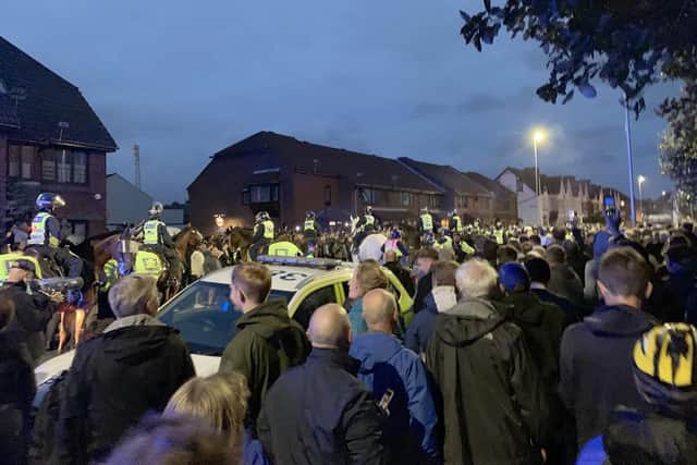 Police ran their 'biggest ever football operation' in Hampshire on September 24 as Pompey played Southampton at Fratton Park for the third round of the Carabao Cup.

Pictured is: Police before the match where the Blues lost 4-0.

Picture: Ben Fishwick (240919-9824)