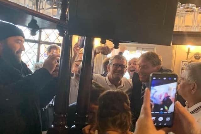 Eric Eisner, director of Portsmouth FC enjoyed a pint of beer with locals at the Milton Arms ahead of the Portsmouth v Southampton match on September 24.