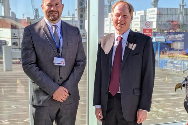 Ben McInnes is taking over from Rupert Taylor, right, at Portsmouth International Port