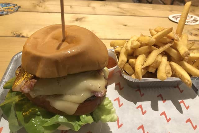 The Heisenberg-er with rustic chips at Burgerz n Brewz, Southsea