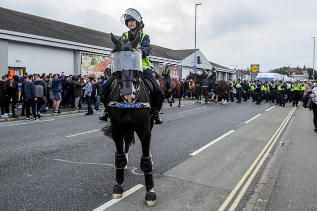 Pompey vs Saints at Fratton Park. Pictured: Police presence before the match. Picture : Habibur Rahman