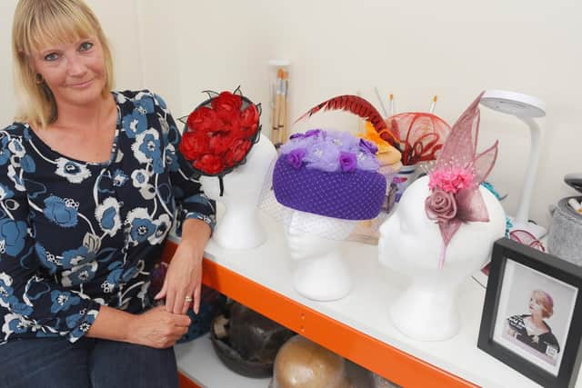 Lynn with three of her hats which featured in The Great Hat Exhibition for London Hat Week.
Picture: Sarah Standing